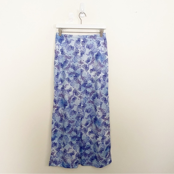 Vintage Y2K Mind Games Butterfly Print Maxi Skirt Side Slit Low Rise Size Medium - Picture 7 of 9